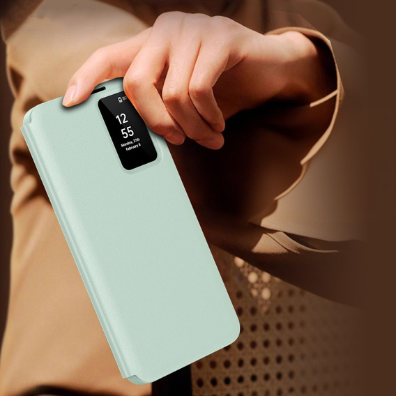 Etui z klapką do Samsung Galaxy S23 FE, Smart View Wallet, zielone