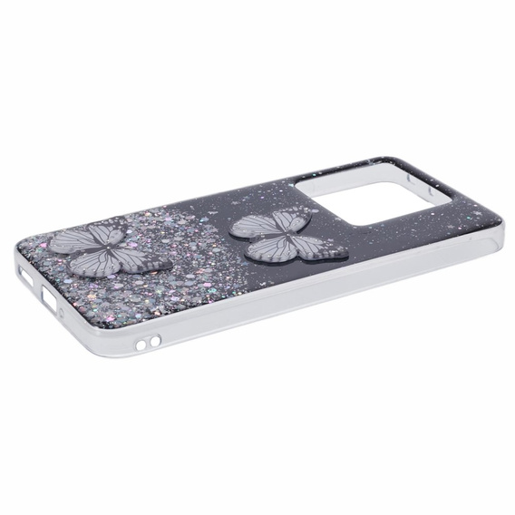 Etui do Xiaomi 13T / 13T Pro / Redmi K60 Ultra, Glitter Butterfly, czarne