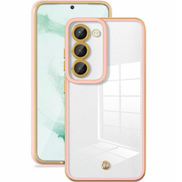 Etui do Samsung Galaxy S23 Plus, przezroczyste z różową / złotą ramką