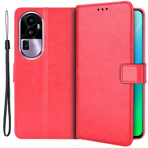 Etui z klapką do Oppo Reno 10 / 10 Pro, Crazy Horse Wallet, czerwone