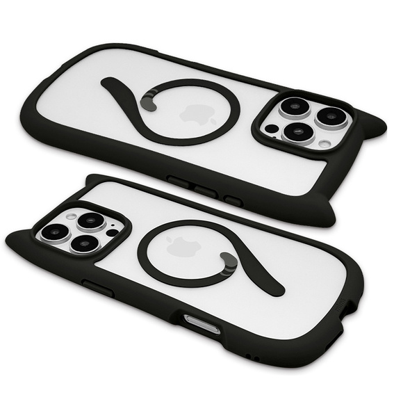 Etui do iPhone 16 Pro, do MagSafe, Cute Cat, czarne + Szkło na ekran