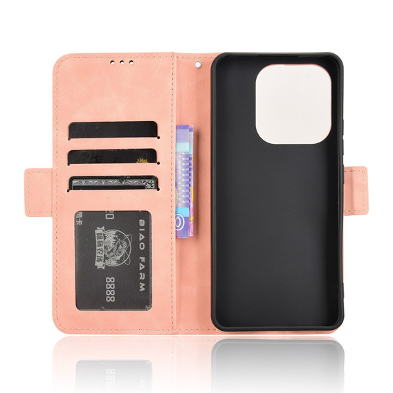 Etui z klapką do Xiaomi Redmi Note 14 4G, Card Slot, różowe