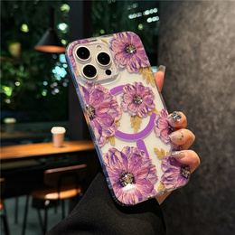 Etui do iPhone 16 Pro, Laser Flower, do MagSafe, Violet