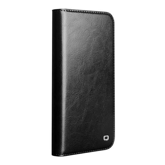 Etui ze skóry z klapką do iPhone 17 Pro Max, QIALINO Genuine Cow Leather – czarne