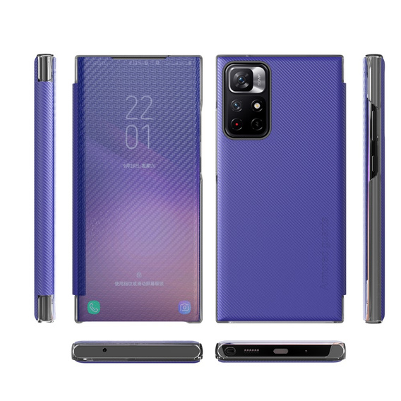 Etui Carbon Fiber Folio Flip do Xiaomi Poco M4 Pro 5G / Redmi Note 11S 5G, Purple 