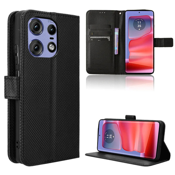 Etui z klapką do Motorola Edge 50 Pro, Wallet Smart Magnet, czarne