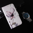 Etui z klapką do Oppo A17, Wallet, Flower białe
