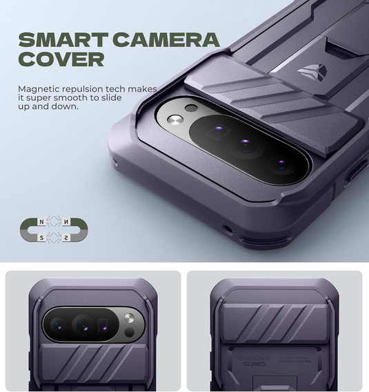 Etui pancerne do Google Pixel 10 Pro XL, Dexnor Full Body (Two Frames) - fioletowe