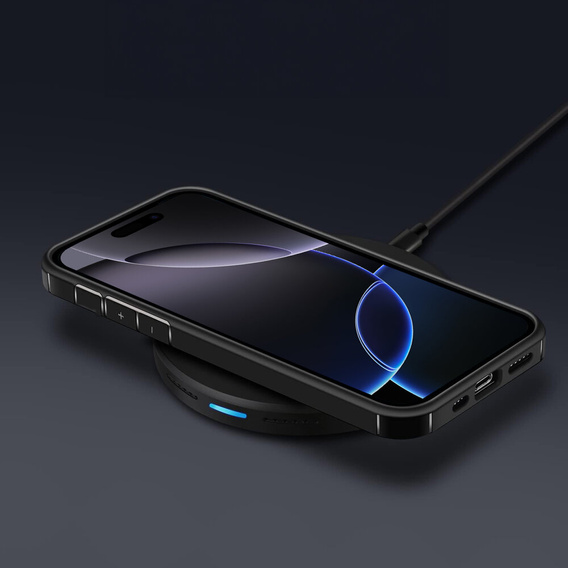 Etui do iPhone 16 Pro, ERBORD Hybrid, przezroczyste / czarne + 2x Szkło na ekran + 2x Szkło na aparat