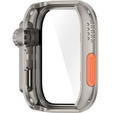 2w1 Etui + Szkło Hartowane do Huawei Watch Fit 4 Pro, Tytanowe/Pomarańczowe