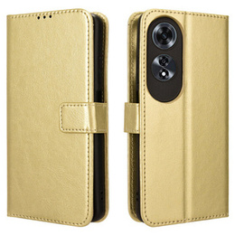 Etui z klapką do Oppo A60, Crazy Horse Wallet, złote