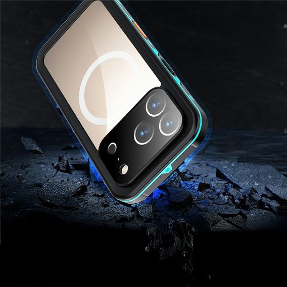 Etui Wodoodporne IP68 do iPhone 17 Pro, SHELLBOX MagSafe, niebieskie