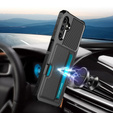 Etui do Samsung Galaxy A15 5G, Card Holder Kickstand, czarne + szkło 9H