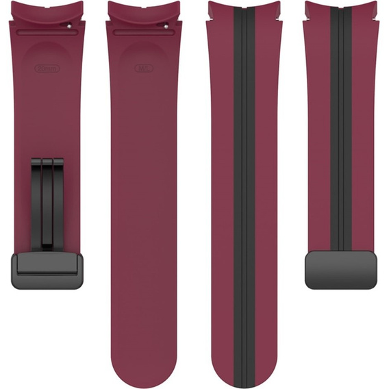 Pasek Silikonowy do Samsung Galaxy Watch 4/5/6/7/FE 40/42/43/44/45/46/47mm, Czerwony / Czarny