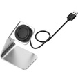 Aluminiowa Stacja Dokująca Ładowarka do Samsung Galaxy Watch 3/4/5/6/7 Active 2/Watch 5 Pro/Watch Ultra, Srebrna