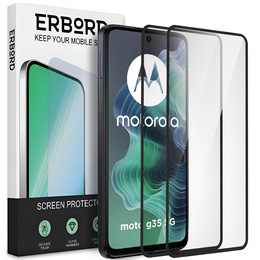 2x Szkło Hartowane do Motorola Moto G35 5G, ERBORD 3D pełne, szybka na cały ekran