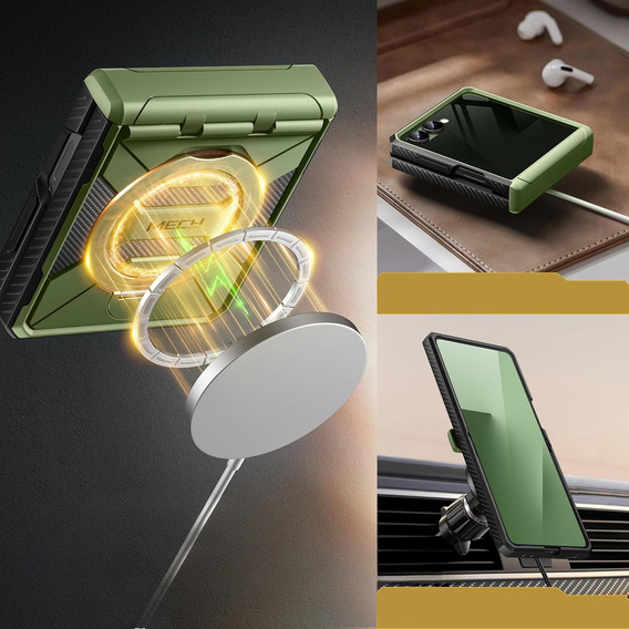 Etui do Samsung Galaxy Z Flip 7, Tongate MECH Magsafe, zielone