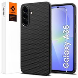 Etui Spigen do Samsung Galaxy A36 5G, Liquid Air, czarne + Szkło Hartowane 9H