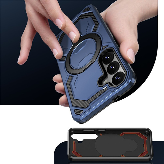 Etui magnetyczne do Samsung Galaxy A57 5G z podstawką, niebieskie