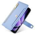 Etui z klapką do Oppo Reno 13 Pro, Wallet Zipper Pocket, niebieskie