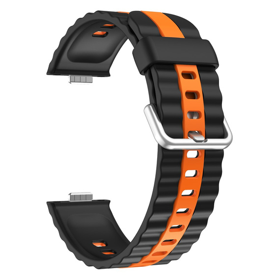 Pasek Silikonowy do Huawei Watch Fit 4 / 4 Pro / 3, Czarny / Pomarańczowy