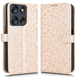 Etui z klapką do Motorola Moto G56 5G, Wallet Rhombus, złote