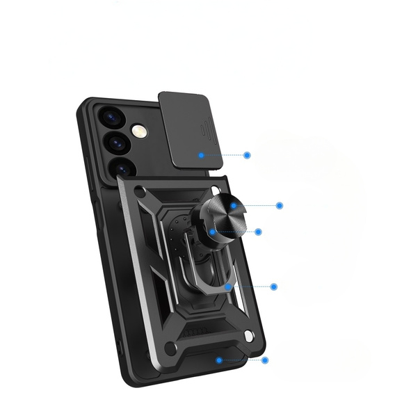 Etui pancerne do Samsung Galaxy S24, CamShield Slide, czarne
