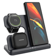 Ładowarka Bezprzewodowa Indukcyjna 3w1 QI Szybka do Samsung S25 S24 S23 Galaxy Watch Buds Stacja czarna 