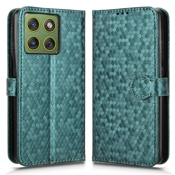 Etui z klapką do Motorola Edge 70, Wallet Rhombus, zielone