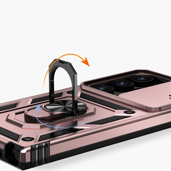 Etui pancerne do Samsung Galaxy S24 Ultra, CamShield Slide, różowe rose gold