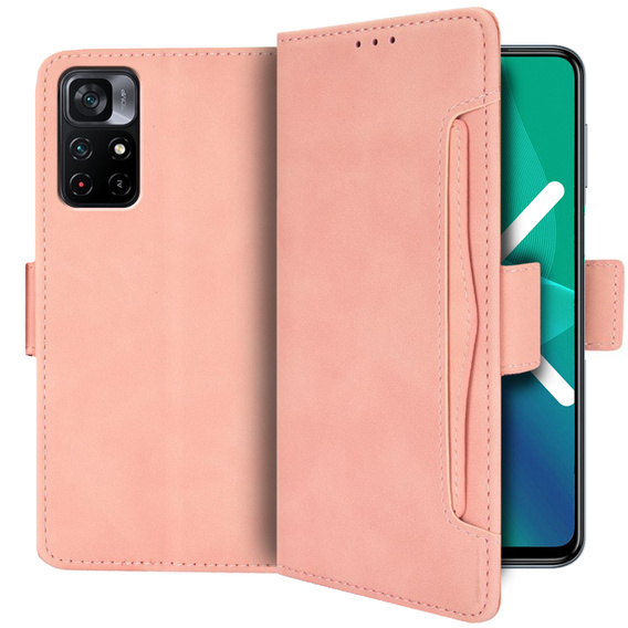 Etui z klapką do Xiaomi Poco M4 Pro 5G / Redmi Note 11S 5G, Card Slot, różowe