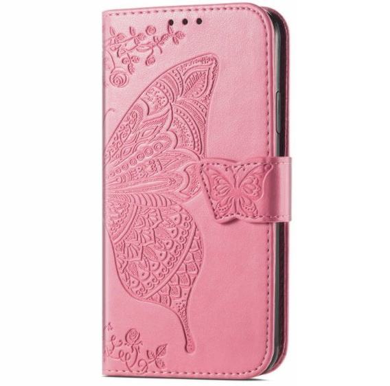 Etui z klapką do Motorola Moto G14, Butterfly, różowe 