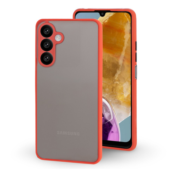 Etui silikonowe do Samsung Galaxy M15 5G, z ochroną aparatu, przezroczyste / czerwone