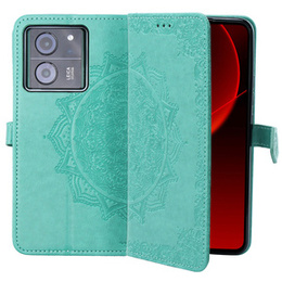 Etui z klapką do Xiaomi 13T / 13T Pro, Mandala, zielone