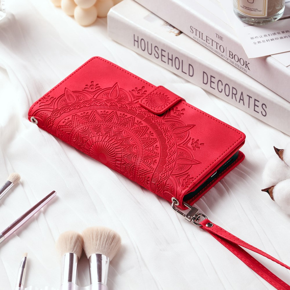 Etui z klapką do Xiaomi Redmi Note 13 Pro 4G / Xiaomi Redmi Note 14S / Xiaomi Poco M6 Pro 4G, Mandala, czerwone