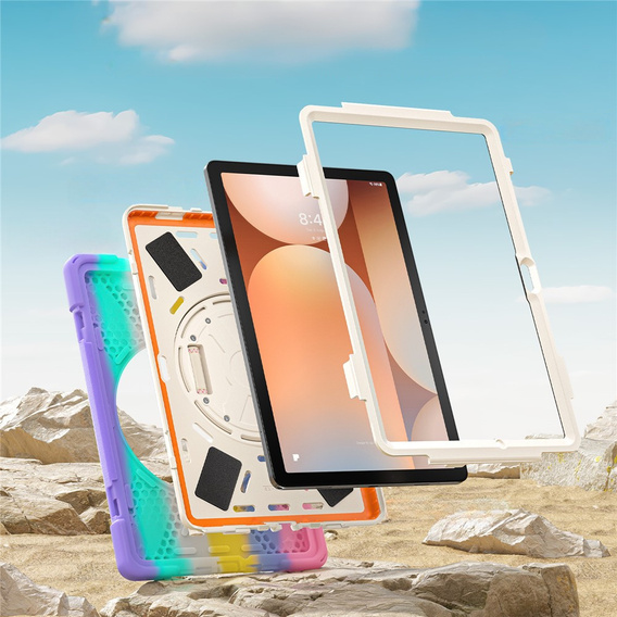 Pancerne etui do Samsung Galaxy Tab A11+, z podstawką i paskiem na ramię – wielokolorowe