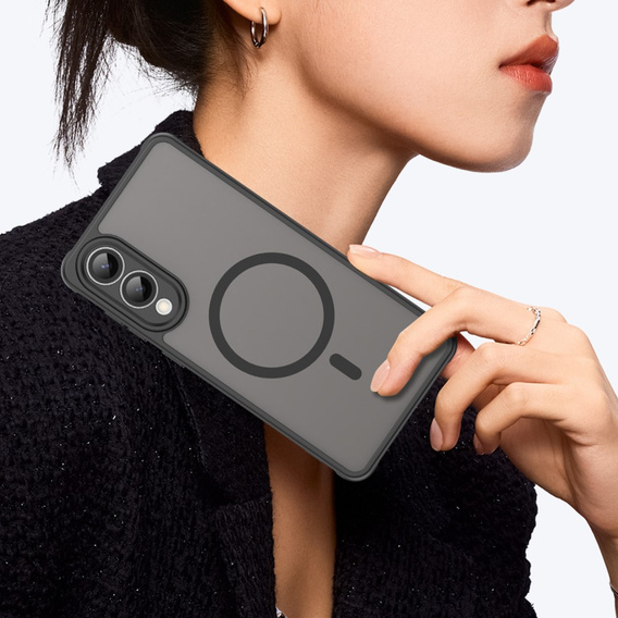 Etui do Samsung Galaxy S25 Edge, Matt Case, do MagSafe, czarne + Szkło na ekran