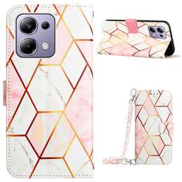 Etui z klapką do Xiaomi Redmi Note 13 Pro 4G / Xiaomi Redmi Note 14S / Xiaomi Poco M6 Pro 4G, Wallet, Marble różowe