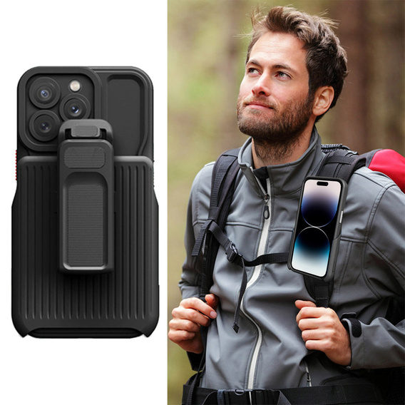 Pancerne Etui Belt Clip do iPhone 14 Pro, z klipsem, czarne