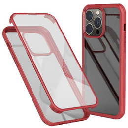 Etui ze szkłem hartowanym i ramką TPU do iPhone 14 Pro Max, czerwone