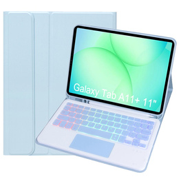 Etui z podświetlaną klawiaturą Bluetooth i touchpadem do Samsung Galaxy Tab A11+ – niebieskie