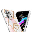 Etui Slim Case Ring do Motorola Edge 20 Lite, Marble Pattern, Pink/White