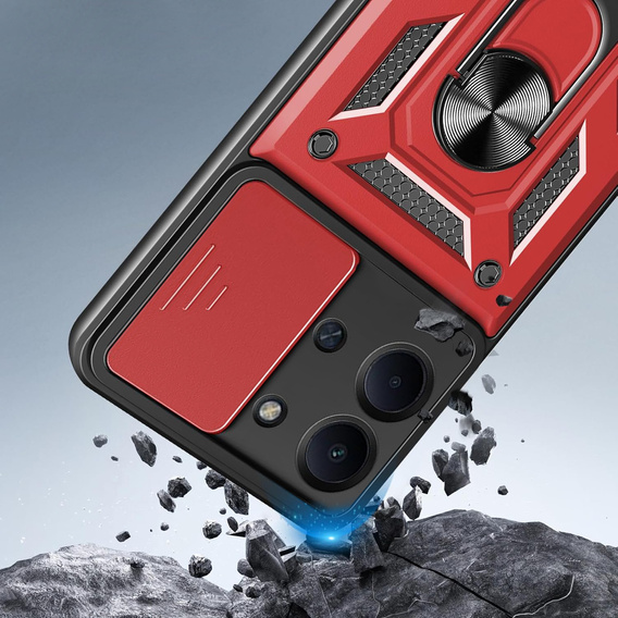Etui pancerne do Xiaomi Redmi 15C 4G/LTE, CamShield Slide, czerwone