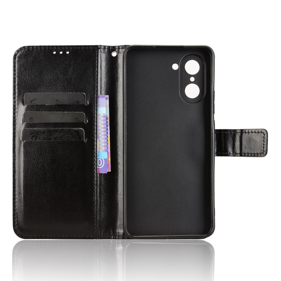 Etui z klapką do OnePlus Nord CE5, Crazy Horse Wallet, czarne