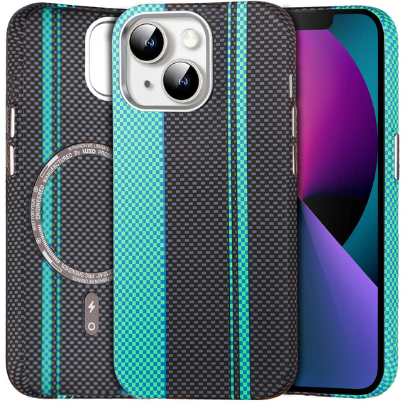 Etui do iPhone 13, Carbon Fiber MagSafe, czarne / niebieskie