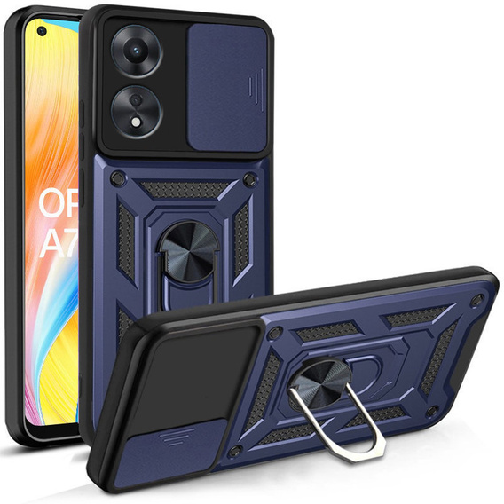 Etui pancerne do Oppo A78 4G, CamShield Slide, niebieskie