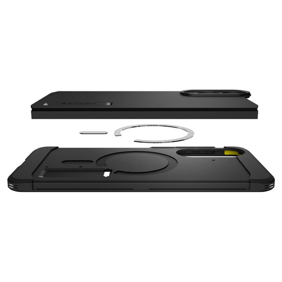 Etui Spigen do Samsung Galaxy S25 Edge, Tough Armor MagSafe, czarne + Szkło Hartowane 9H