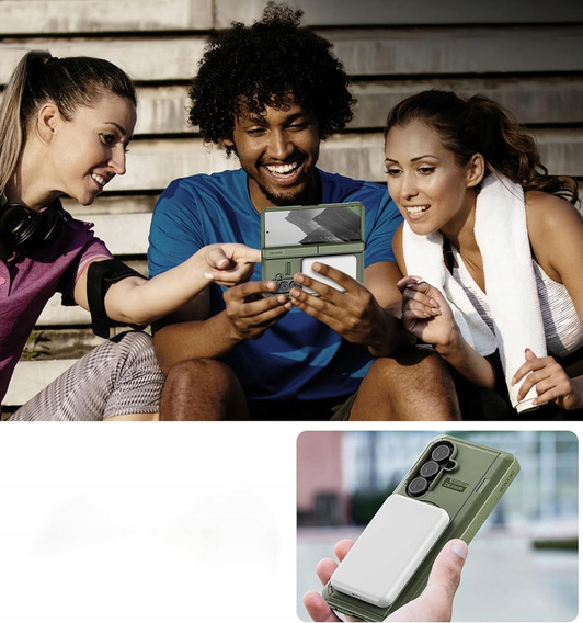 Etui pancerne do Samsung Galaxy Z Fold7 5G, Dexnor Magnetic,  do MagSafe - zielone