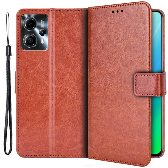 Etui z klapką do Motorola Moto G13 / G23 4G, Crazy Horse Wallet, brązowe