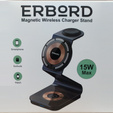 Magnetyczna Ładowarka Bezprzewodowa ERBORD 3w1 do iPhone, Apple Watch i AirPods 2 / 3 / Pro, czarna